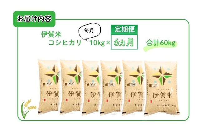 【定期便】令和7年産 伊賀米コシヒカリ 10kg（6ヶ月連続）【jaig-tkb0002】
