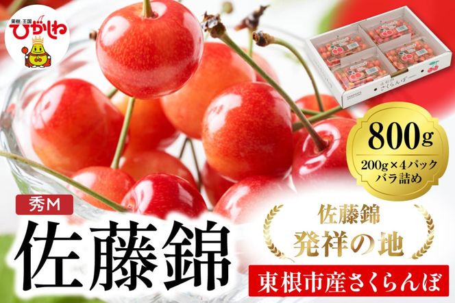 2025年 山形県東根市産さくらんぼ「佐藤錦」800g(200g×4ﾊﾟｯｸ)  東根農産センター提供 hi027-173-2