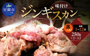味付けジンギスカン250g 選べるパック数 2 / 4 / 8 / 12パック 回数 1回 / 3回 / 6回 / 12回 MROA257-v