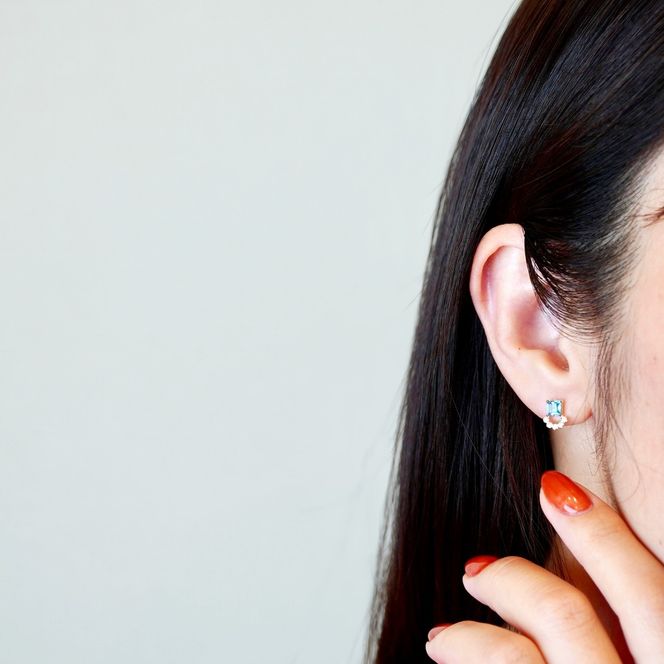 【ジュエリー】K10 イエローゴールド ブルートパーズ ピアス 保証書付 SMK-5220 242-004-b