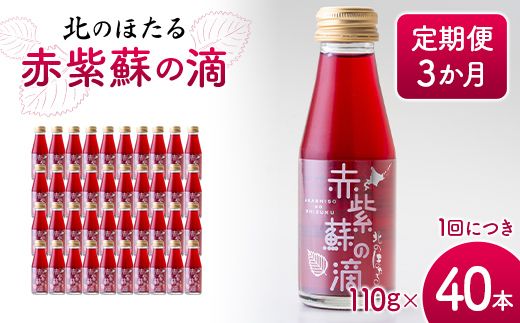 赤紫蘇の滴110g×40本 定期便 3か月 赤紫蘇 紫蘇ジュース しそ しそドリンク 北海道産 健康ドリンク しそジュース 赤しそ クエン酸 健康 美容 健康飲料 無添加風味 北のほたる 沼田町 北海道 n-0213