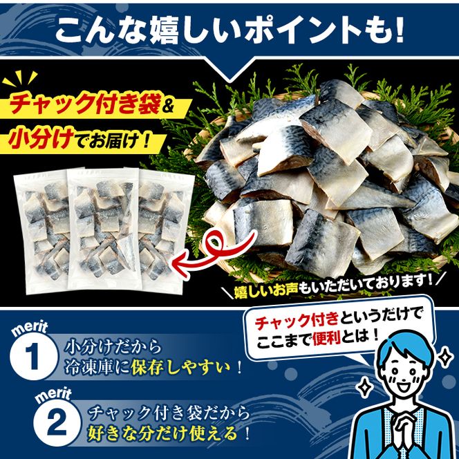 ＜定期便・全3回(隔月)＞骨取り 塩さば 切身 (計3.9kg) 大容量 サバ 鯖 骨ぬき 骨抜き 骨なし 海産物 海鮮 おかず 惣菜 焼き魚 お弁当 切り身 ジップロック チャック付き袋 小分け 簡単調理 定期便 【グローバルフーズ】akn061-43