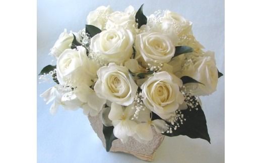【日付指定可能】 プリザーブドフラワーローズ１０輪 プリザーブドフラワーアレンジメント ホワイト 薔薇 バラ ギフト プレゼント ラッピング 産地直送 インテリア お花 フラワー H193-026