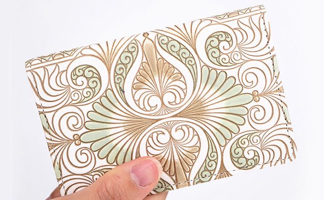 パスケース ロカイユ ペールカーキ 文庫屋大関 名刺入れ カードホルダー 名刺ケース 名刺ホルダー カード入れ 定期入れ 定期ケース 雑貨 生活雑貨 小物 革小物 革製品 本革 日用品 工芸品 東京 東京都 墨田区