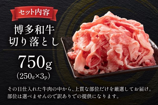 牛肉 訳あり A4 A5 博多和牛 切り落とし 250g 3p 計750g [木村食品 福岡県 宇美町 um40beg040037] 訳アリ 牛 肉 牛バラ 肩肉 バラ肉