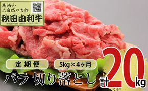 《定期便》4ヶ月連続 秋田由利牛 バラ切り落とし 5kg（1kg×5パック）