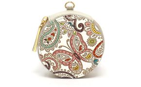 【文庫屋大関】マカロンポーチ ペイズリー【皮革工芸品】 ポーチ ミニポーチ 小物入れ アクセサリー入れ イヤホン入れ 収納 保管ケース 手のひらサイズ  本革 革 皮革 工芸品 工芸 雑貨 ギフト プレゼント 日本製 東京