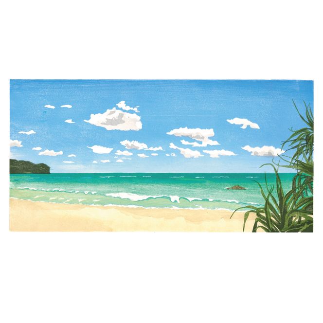 版画「沖縄の海」 ［201M04］ 版画 沖縄の海 額装 絵画 木版画家 陶山 俊一 小牧市在住 沖縄県 渡嘉敷島 日本 自然 風景 木版画 アート作品 インテリア 壁掛け 美術品 工芸品 風景画 自然画 愛知県 小牧市 送料無料