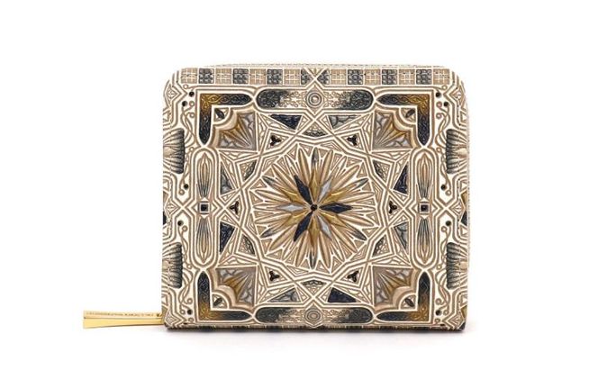 【文庫屋大関】二つ折りファスナーミニ財布 カロー＜ブラック＞【皮革工芸品】財布 二つ折り 小物 お札 カード 小銭 コンパクト 牛革 手作り 日本製 墨田区 東京都