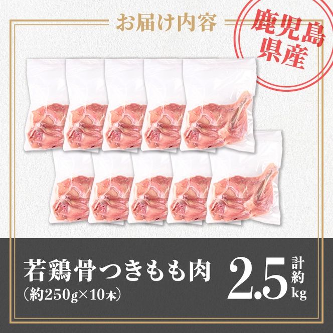 isa711 鹿児島県産 若鶏骨付きもも10本セット (計約2.5kg・約250g×10本) 鹿児島県産 鶏肉 鳥肉 もも肉 モモ肉  下処理 煮込み ロースト から揚げ 真空 真空パック アウトドア BBQ 冷凍 【TRINITY】