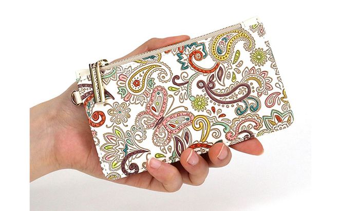 【文庫屋大関】すっきりカードケース　ペイズリー【皮革工芸品】 ファッション小物 雑貨 フラグメントケース 小銭入れ付き 収納 スマート 日本製 