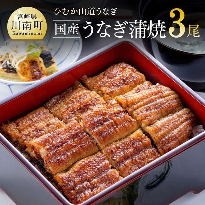 うなぎ【名店の味！宮崎県産鰻】 ひむか山道うなぎ蒲焼３尾分（390ｇ以上） 【 国産 鰻 蒲焼き 】ⅢⅤ [B08411]