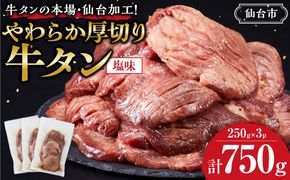 牛タンの本場・仙台加工！やわらか厚切り牛タン 750g（塩味）｜肉 牛肉 タン 食品 仙台 厚切り 塩味 やわらか ギフト 本場 加工 ● 041009_GW002
