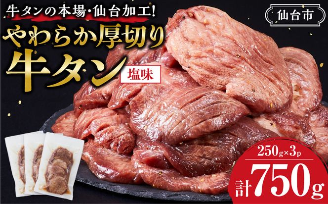 牛タンの本場・仙台加工！やわらか厚切り牛タン 750g（塩味）｜肉 牛肉 タン 食品 仙台 厚切り 塩味 やわらか ギフト 本場 加工 ● 041009_GW002