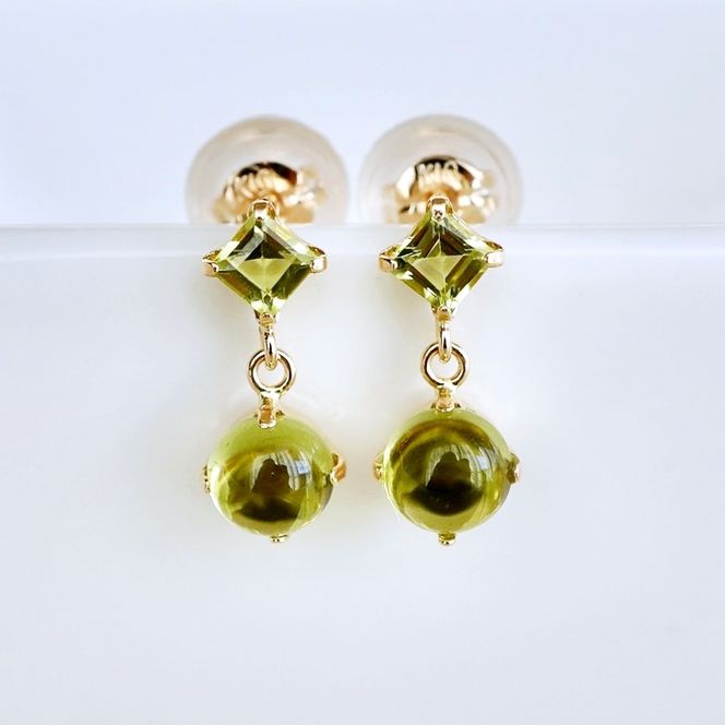 【ジュエリー】K10 イエローゴールド  ペリドット 揺れる ピアス 保証書付 SR-2012 242-003-e