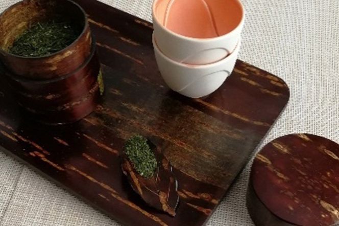 角館樺細工《冨岡商店》総皮茶筒茶箕セット 大 角館工芸協同組合|02_kdk-540901