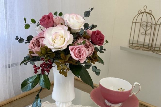 プリザーブドフラワー【カルム】【埼玉県 春日部市 シュガーパイン ナチュラルアレンジ インテリア雑貨 花飾り 癒し ギフト プレゼント】(AJ023-2)