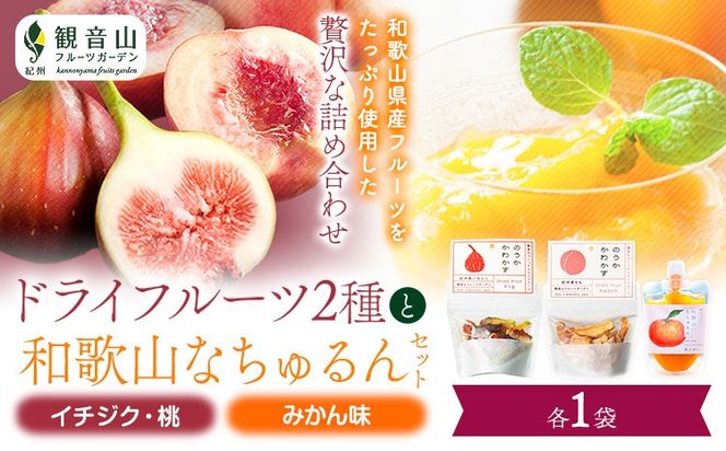ドライフルーツ(イチジク・桃)となちゅるん(みかん味)のセット 各1袋 有限会社柑香園 《30日以内に出荷予定(土日祝除く)》 和歌山県 紀の川市 フルーツ 果物 柑橘 添加物不使用 ゼリー ドライフルーツ みかん イチジク いちじく 桃 送料無料---wsk_kcekdnimm_30d_22_9000_3p---