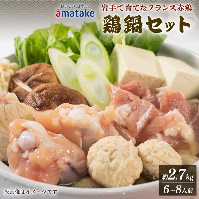 【秋冬限定】赤鶏 塩鍋セット (6～8人前) 赤鶏のモモ角切り肉500g×2 鶏肉だんご110g×2 塩鍋つゆ750g×2 冷凍 数量限定 [amatake022_1]