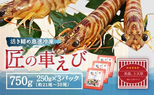 匠の 車えび 【活き締め急速冷凍】 750g （21尾～30尾） 車海老 クルマエビ えび 海老 エビ 魚介 海鮮 冷凍