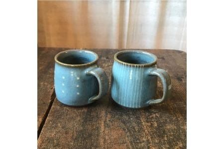 【 青磁 シリーズ 】マグカップ ペア セット 糸島市 / うつわと手仕事の店 研 　マグ 2個 [ARD017] 器 陶器 食器 クラフト 手作り おしゃれ うつわ コップ マグ 青 ペア