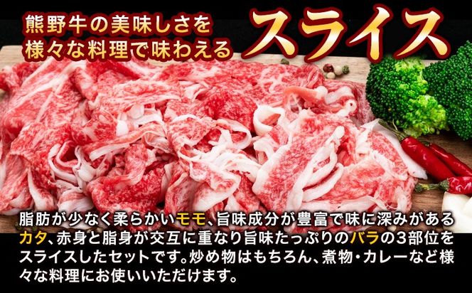 熊野牛万能スライス モモ カタ バラ 計1kg 株式会社Meat Factory《30日以内に出荷予定(土日祝除く)》和歌山県 日高川町 送料無料 牛肉 肉 スライス 冷凍---wshg_fmfy6_30d_24_20000_1kg---