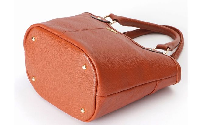 豊岡工房 牛革 手提げ（4259）キャメル / ミニ トートバッグ 手提げバッグ コロンとした バケツ型 底鋲  マグホック付き 柔らかい シュリンク牛革 メンズ レディース かばん カバン バッグ 鞄 国産 日本製 小田清株式会社