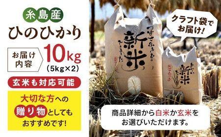 【令和6年産新米】糸島産 雷山 のふもと 栽培期間中 農薬不使用の米 10kg（5kg×2） 【2024年10月下旬以降順次発送】ひのひかり ヒノヒカリ 糸島市 / ツバサファーム[ANI002]