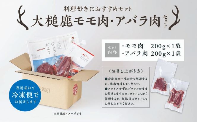 【料理好きにおすすめセット】大槌鹿モモ肉200g×1パック・アバラ肉200g×1パックセット 岩手県産 天然鹿 鹿肉 ジビエ ヘルシー 低カロリー 冷凍 赤身