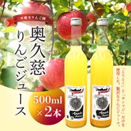 樹上完熟 奥久慈りんごジュース 500ml×2本セット【三村観光りんご園】｜茨城県 大子町 完熟 林檎 こうとく サンフジ ブレンド リンゴジュース アップルジュース 100％ ストレート 無添加 ギフト 飲料(BX013)