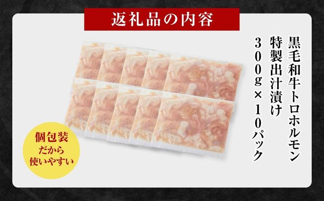 黒毛和牛トロホルモン（小腸）　特製だし3kg ( 300g × 10パック )【配送月が選べる】