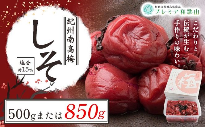 梅干し 紀州南高梅 しそ 塩分 約15% 500g 850g 1パック 《60日以内に出荷予定(土日祝除く)》 株式会社やまだ 和歌山県 日高町 梅 しそ しそ梅 梅干し 米 おかず 国産 梅干し うめぼし 梅干 送料無料---wsh_ymd11_60d_25_10000_500g---