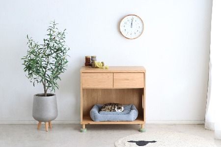 【東馬家具】TRM019 まるみえチェスト【天然木 ナチュラルデザイン 収納アイテム オープンスペース 猫 便利 キュート 完成品 脚のみ取付】(H060616)