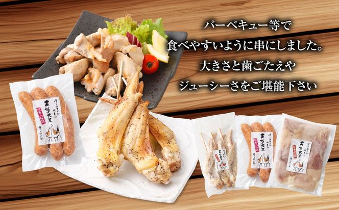 天草大王プレミアムバーベキューセット（小） 計3パック 天草大王 焼鳥 手羽先 串 ウインナー コロコロカット