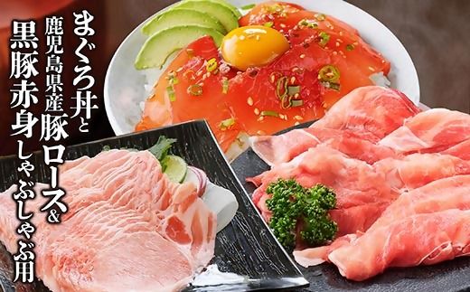 黒豚赤身しゃぶ・県産豚ロース・まぐろ丼　A0-64【1487909】