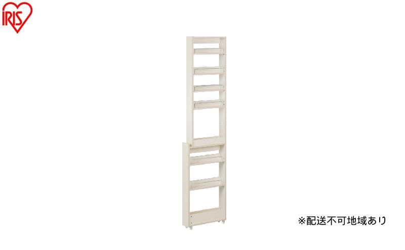 キッチン隙間収納ラック KSR-H100 ホワイト 隙間収納 すきま収納 ラック 10cm キッチンラック スリム キャスター付き ストッカー 収納 おしゃれ パントリー 棚 薄型 冷蔵庫横 洗面所 キッチン収納 アイリスオーヤマ ハイタイプ