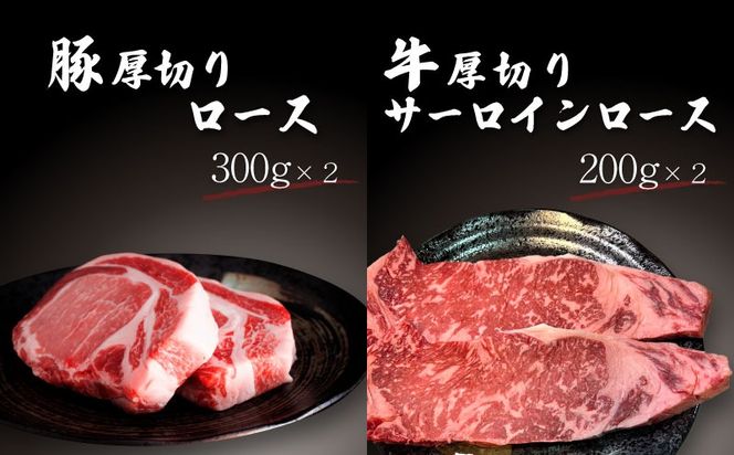 【冷凍】富士湧水ポーク・甲州ワインビーフ熟成肉 ステーキ食べ比べセット 	DM063