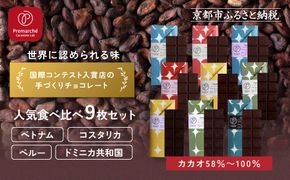 【Premarché Cacaolate Lab】国際コンテスト入賞店の手づくりチョコレート 産地食べ比べ9枚セット｜京都 チョコレート専門店 人気セット［ 手作りチョコ カカオ産地食べ比べ おいしい 人気 おすすめ お菓子 洋菓子 スイーツ お取り寄せ 通販 送料無料 ふるさと納税 ］ 261009_A-UA009