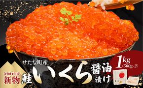 【新物】北海道 せたな町産 笹谷商店の鮭いくら醤油漬け 1kg(500g×2パック) 天然秋鮭 鮭卵 お取り寄せ 丼 パスタ 通販 冷凍 海鮮 せたな町 ふるさと納税