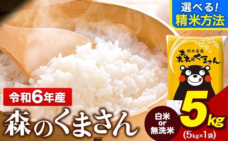 令和6年産 無洗米 も 選べる 森のくまさん 5kg × 1袋 白米 熊本県産 単一原料米 森くま[2月上旬-2月末頃出荷予定][精米方法をお選びください]送料無料---gkt_mk6_ac2_25_13500_5kg_h---