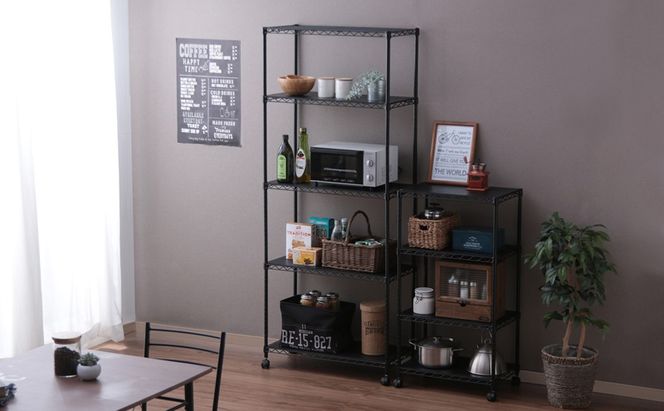 カラーメタルラック ウッドボード付き CMM-75185B ブラック スチールラック メタルラック カラー ウッドボード付き 収納 キッチン リビング おしゃれ アイリスオーヤマ