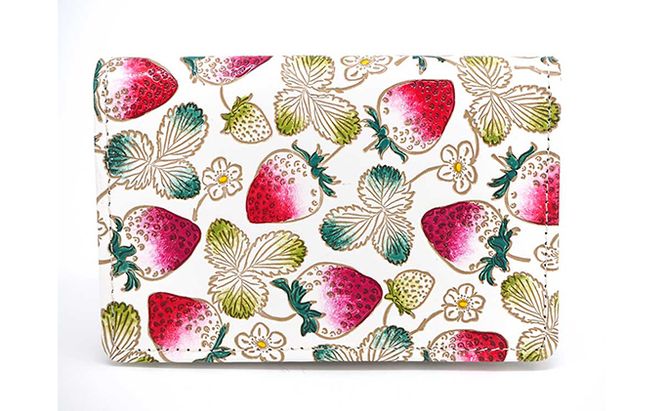 パスケース 名刺入れとしても パスカードホルダー いちご 文庫屋大関 名刺入れ 名刺ケース レディース 定期券入れ 定期入れ 名刺 カードケース 二つ折り 薄型 レザー 本革 革 文庫革 日本製 東京 東京都 墨田区