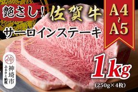 艶さし！【A4～A5】佐賀牛サーロインステーキ 1kg(250g×4枚)【肉 牛肉 ブランド牛 黒毛和牛 ステーキ肉 ふるさと納税】(H112106)