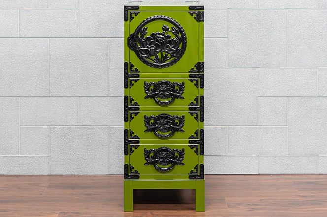 仙台箪笥 35巾脚付すきまチェスト 常盤色漆塗り KB-120B（お申込書返送後3ヵ月～8ヵ月程度でお届け）|06_kyk-720701