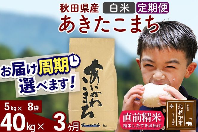 ※令和7年産※《定期便3ヶ月》秋田県産 あきたこまち 40kg【白米】(5kg小分け袋) 2025年産 お届け周期調整可能 隔月に調整OK お米 藤岡農産 [藤岡農産 秋田 お米 あきたこまち 米どころ 東北 北秋田市 定期便 毎月お届け]|foap-11103
