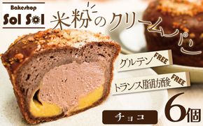 グルテンフリー 米粉クリームパン 6個 チョコ味 H083-028