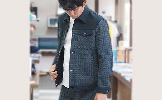 みんさー織 総手織りブルゾン（楕円ヒチガーラ ブラック）LLサイズ AZ-58 -1