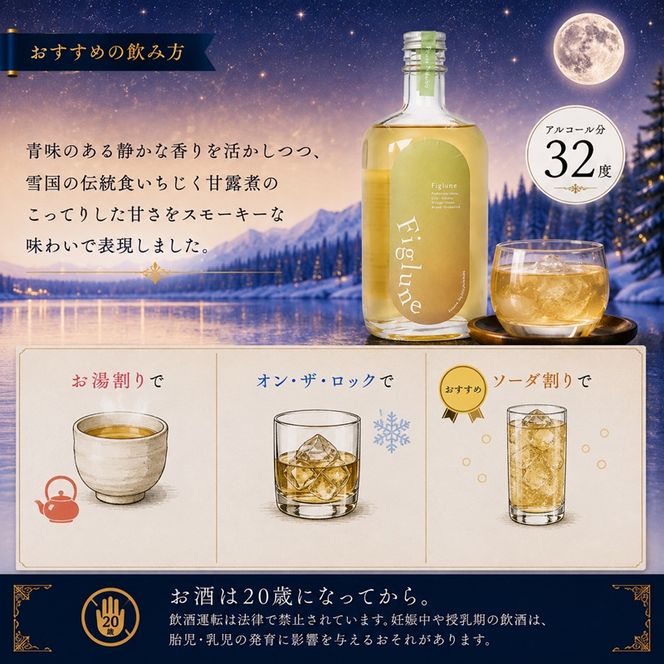 いちじくリキュールFiglune（フィグルネ）500ml×2本 リキュール いちじく 酒 お酒 アルコール ロック 水割り ソーダ割り お湯割り