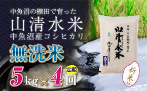 【令和8年産 新米】 【定期便／全4回】無洗米5kg 新潟県魚沼産コシヒカリ「山清水米」