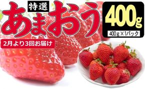 定期便 3ヶ月 いちご あまおう 400g 特選 あまおう 2027年2月より発送 イチゴ 苺 フルーツ 果物 デザート 3回 お楽しみ ※配送不可：離島 